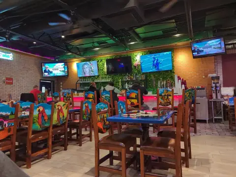 Painted chairs and the bar